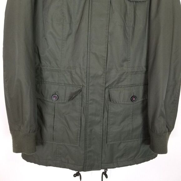 Levis Jacket Womens  Green Faux Fur Hooded Sherpa Lined Nylon Parka Sz M - Picture 3 of 11